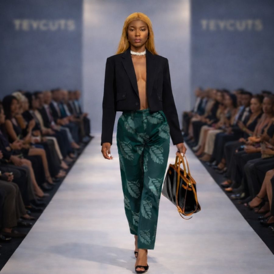 Green Patterned Trousers